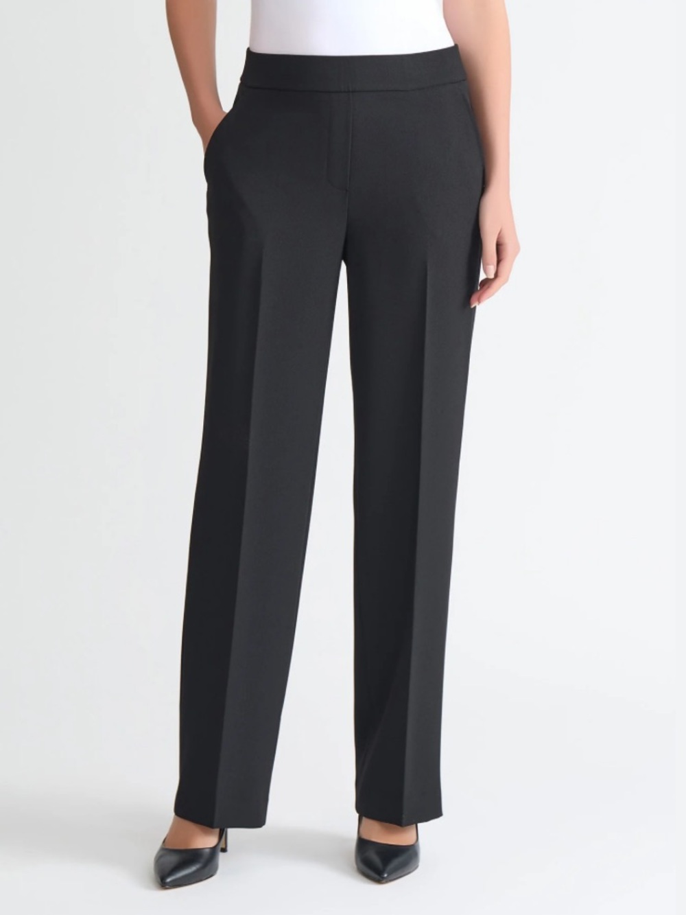 NWT Kasper Black Pull-On Wide Leg Ankle Pants 18W